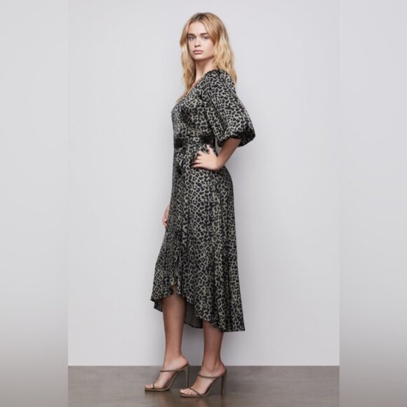 NWT GOOD AMERICAN SAGE‎ LEOPARD WRAP DRESS GDW0042 Size 1 - Picture 2 of 16